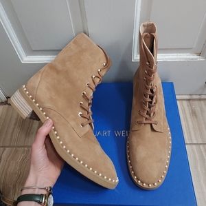 Stuart Weitzman Pearl Suede Brown Lace Boot